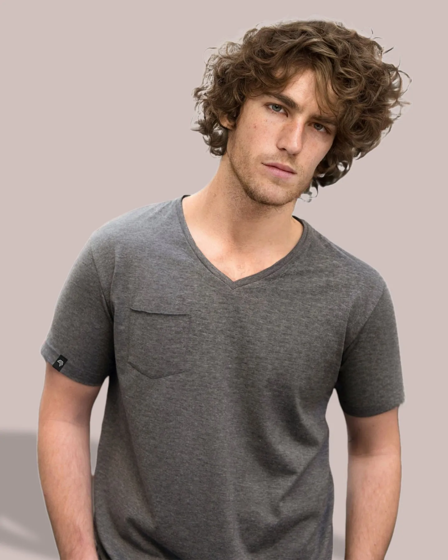 ― % ― JAN 8004 ― Herren Bio-Baumwolle V-Neck T-Shirt mit Brusttasche - Navy Blau [XL]