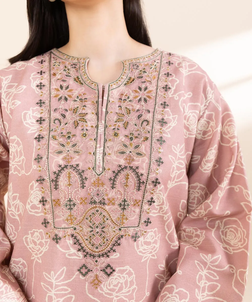 2 Piece - Embroidered Light Khaddar Suit