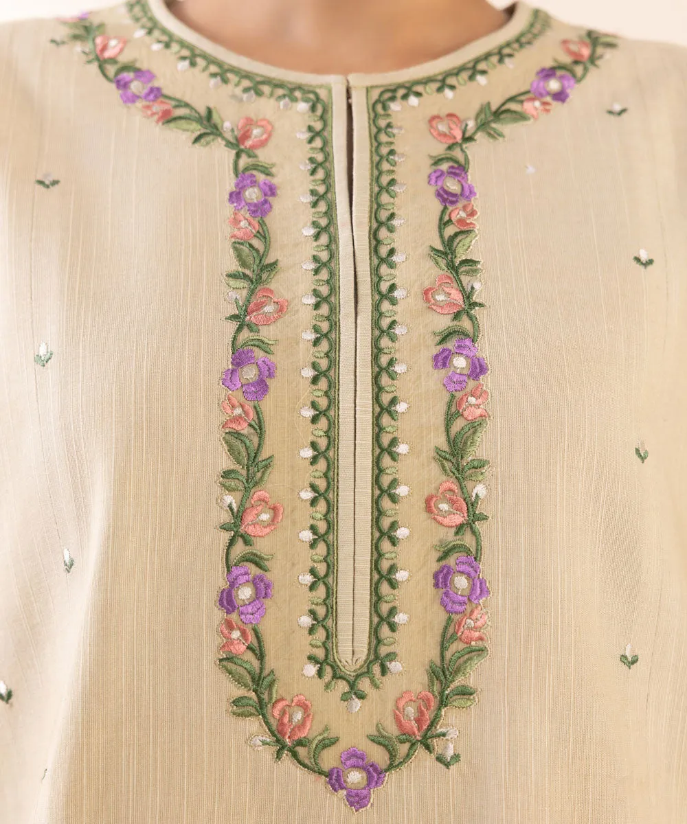 3 Piece - Embroidered Light Khaddar Suit