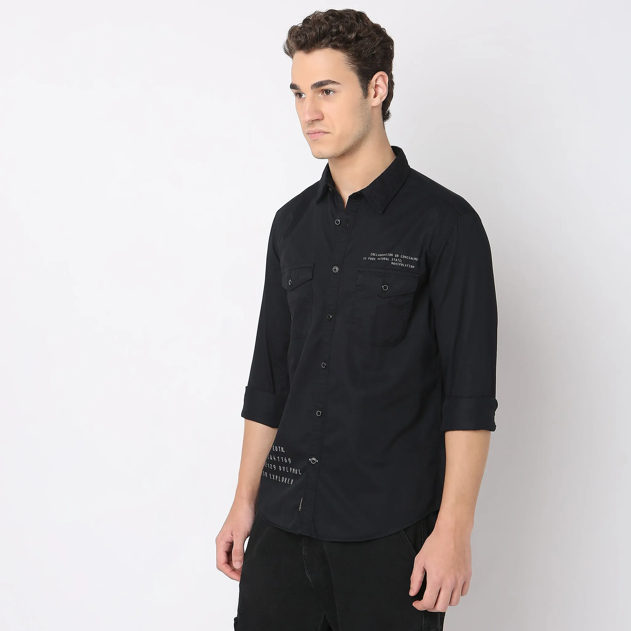 Alpha™ Shirt - Cool Graphic Printed Black Shirt - Soft 100% Cotton - Slim Fit