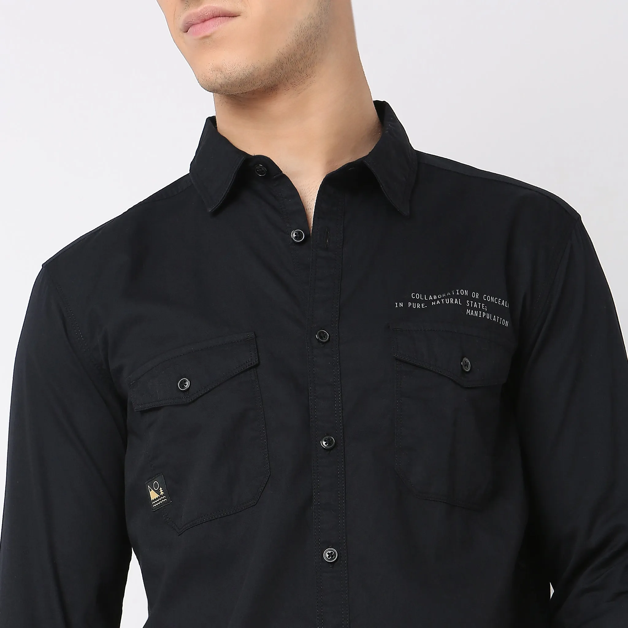 Alpha™ Shirt - Cool Graphic Printed Black Shirt - Soft 100% Cotton - Slim Fit