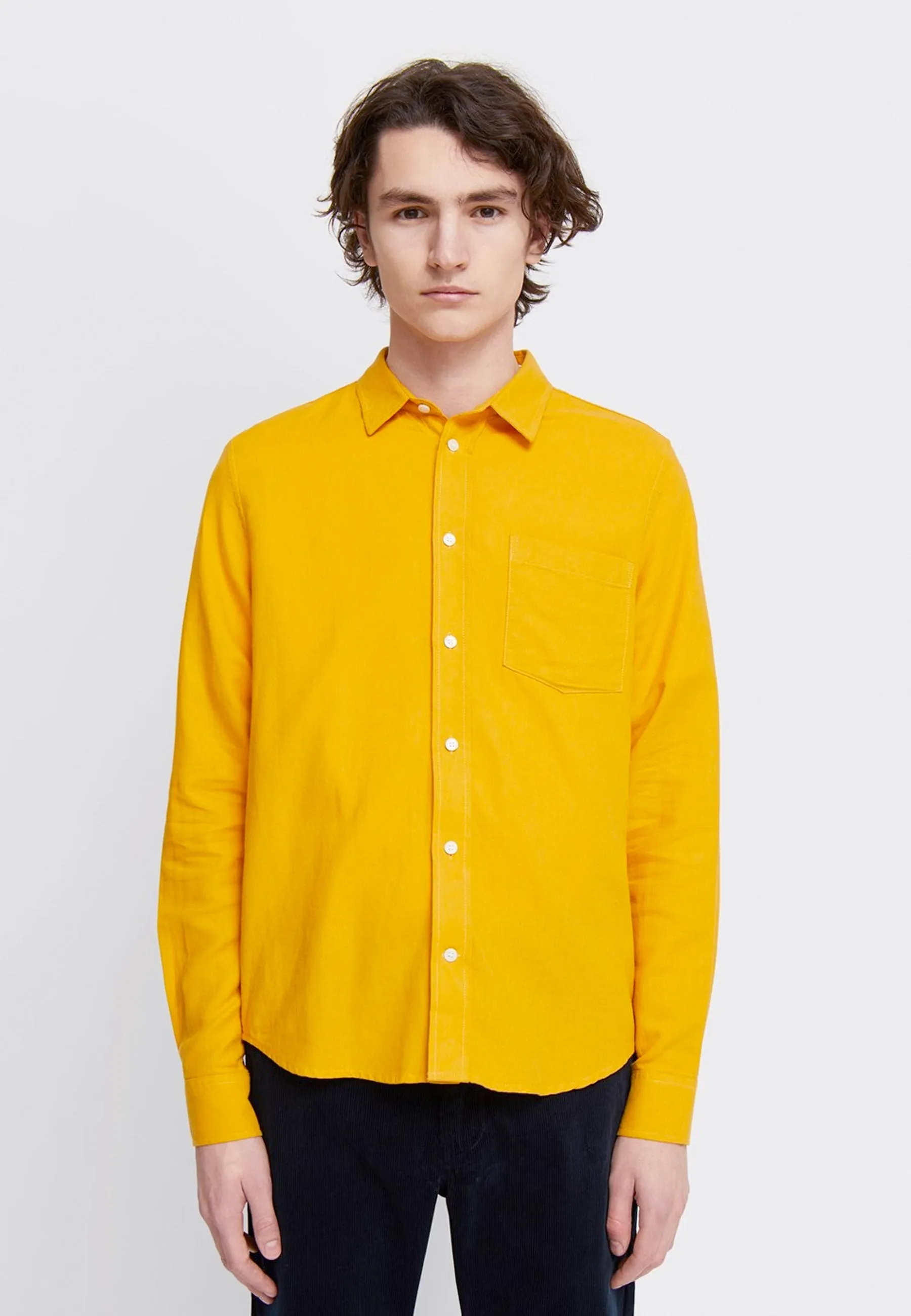 Andrew Cotton Linen Shirt - light orange