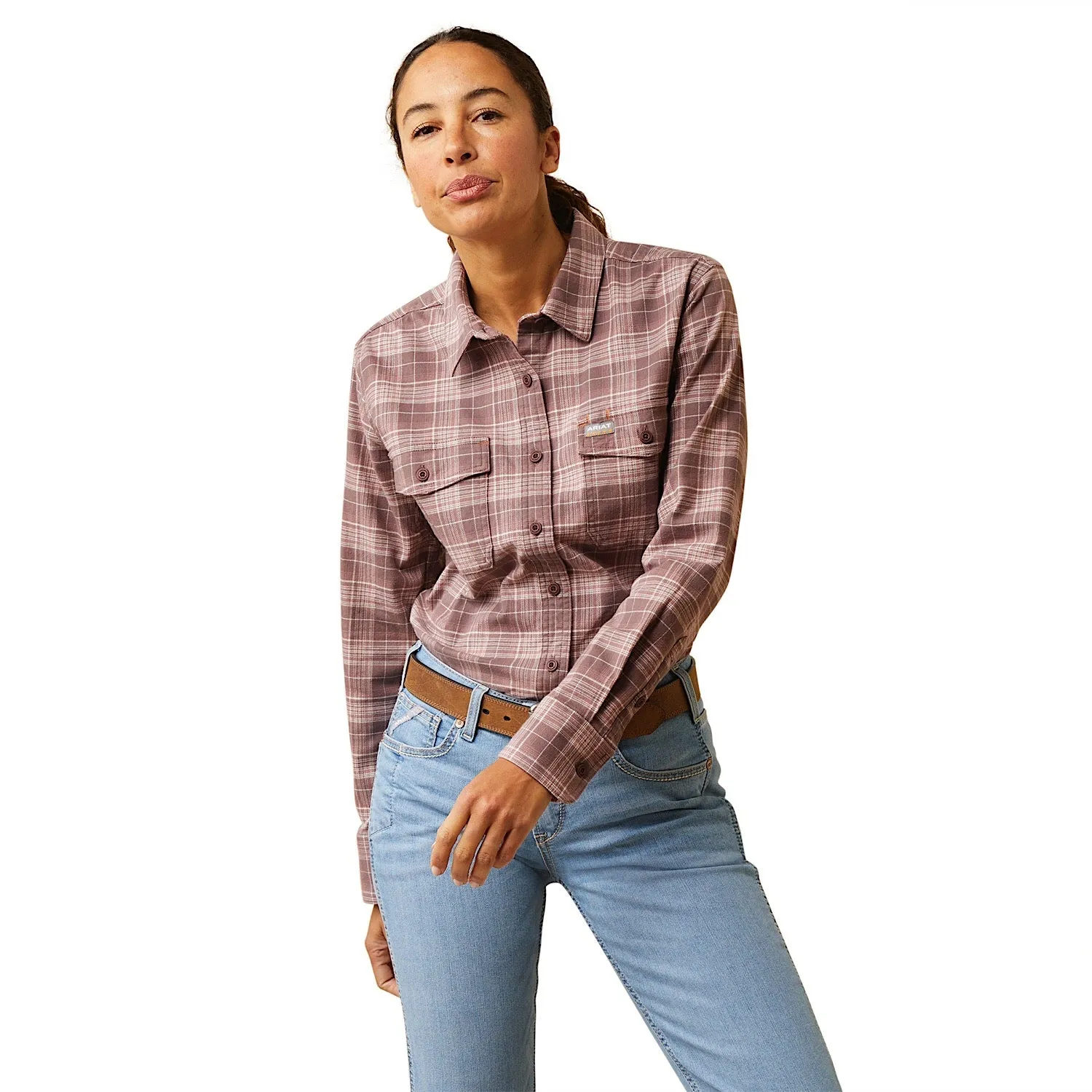 Ariat Womens Rebar Flannel Durastretch L/S Workshirt Peppercorn Plaid