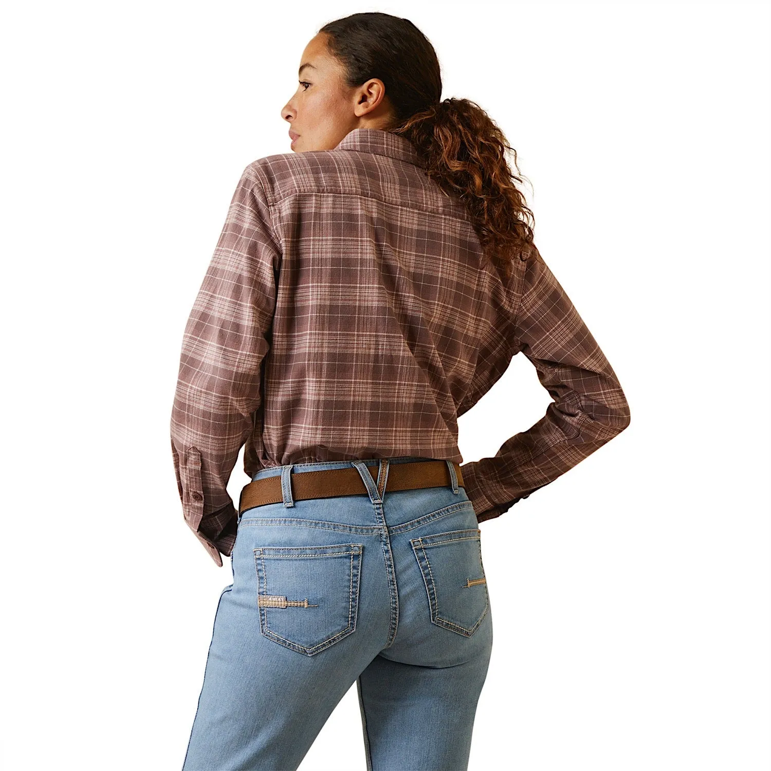 Ariat Womens Rebar Flannel Durastretch L/S Workshirt Peppercorn Plaid