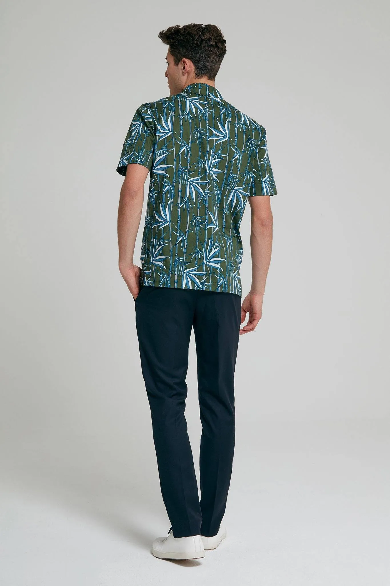 Bamboo Print Cotton Poplin Shirt