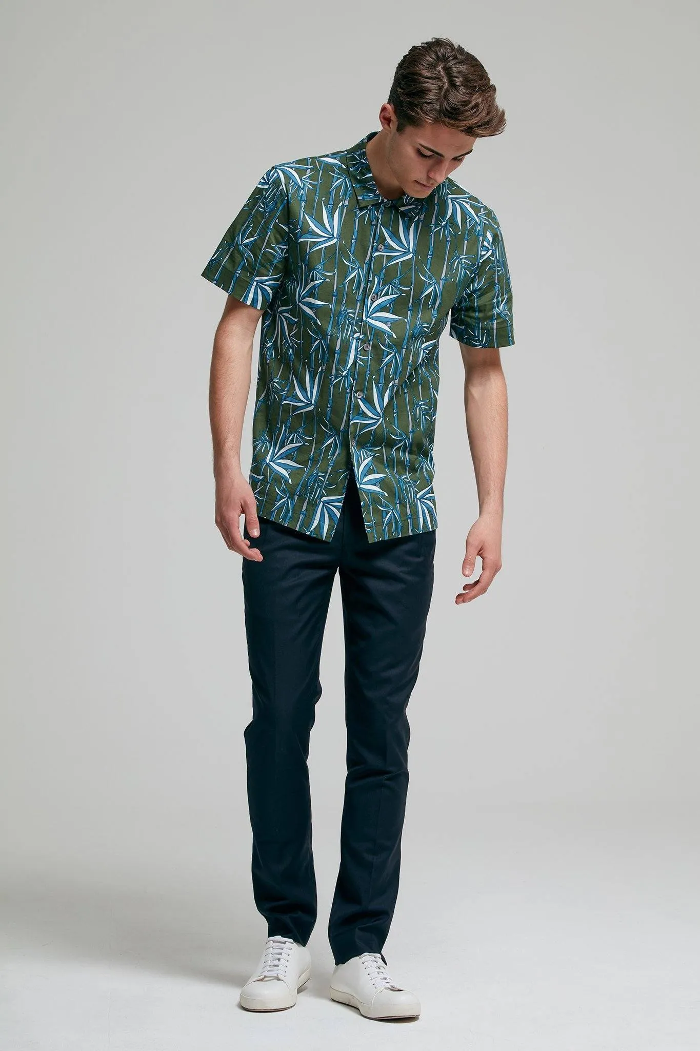 Bamboo Print Cotton Poplin Shirt