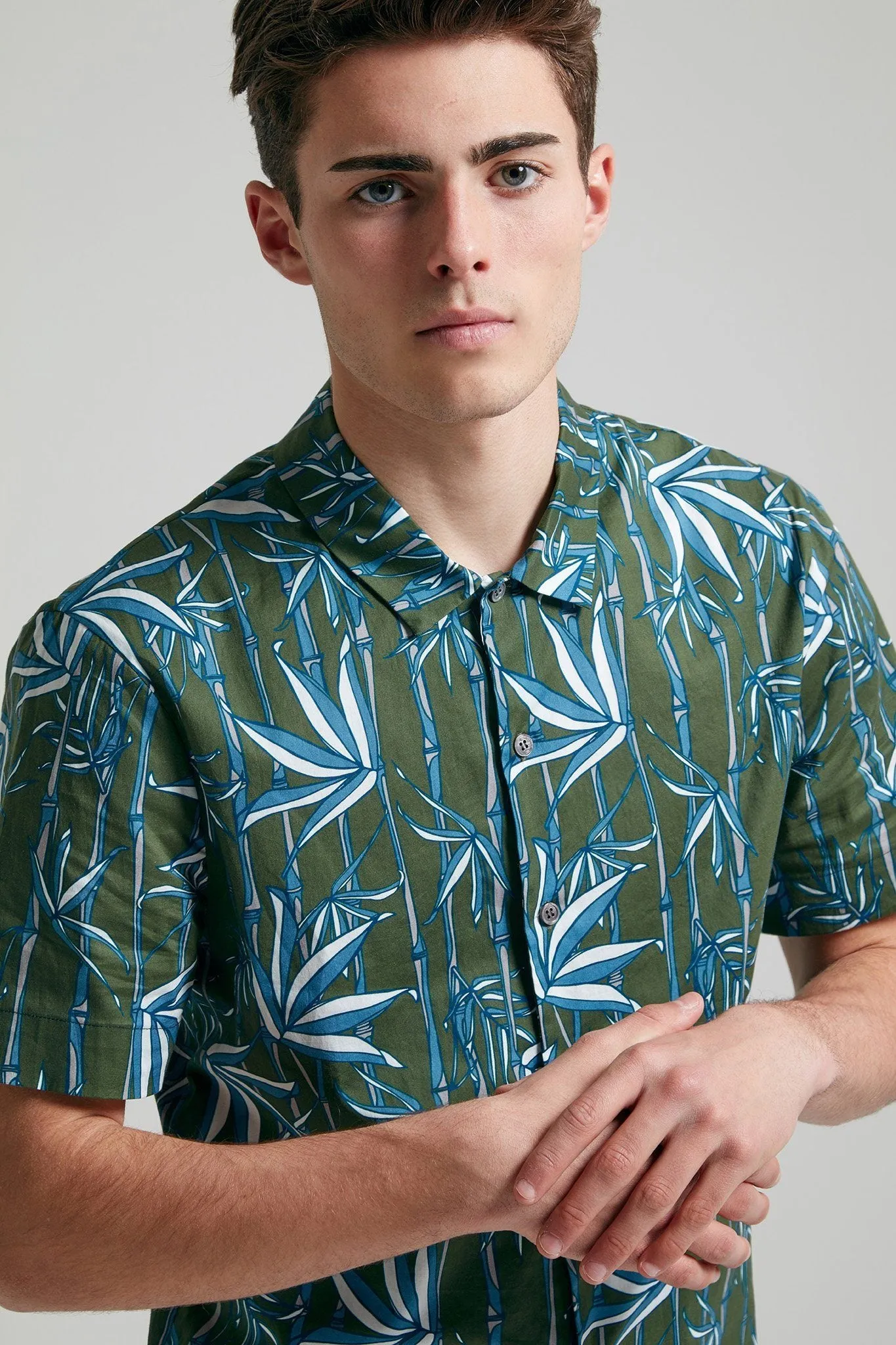 Bamboo Print Cotton Poplin Shirt