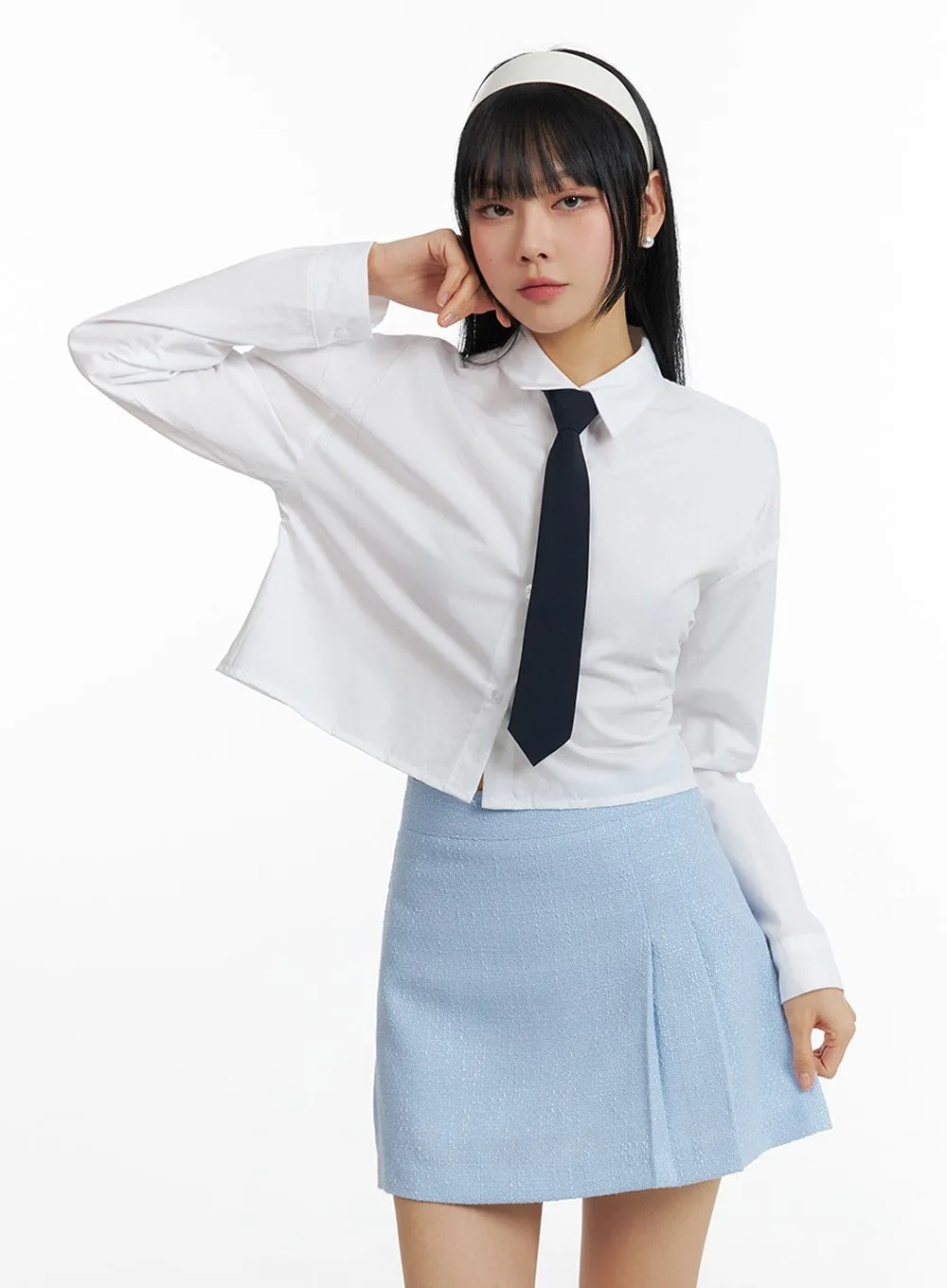 Basic Crop Collar Shirt IF402