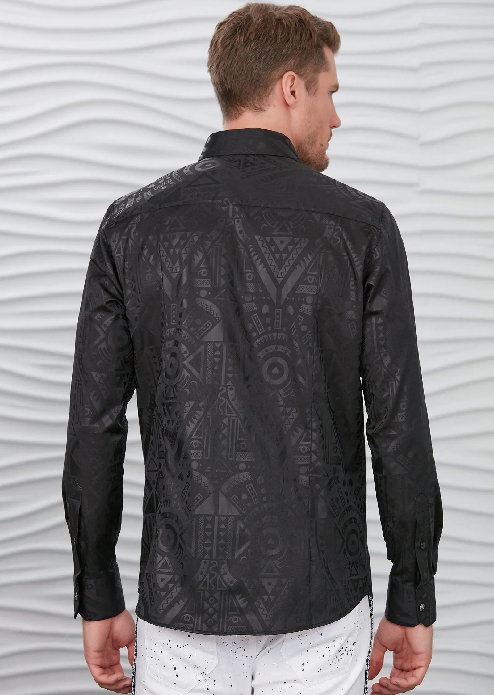 Black Aztec Print Long Sleeve Shirt