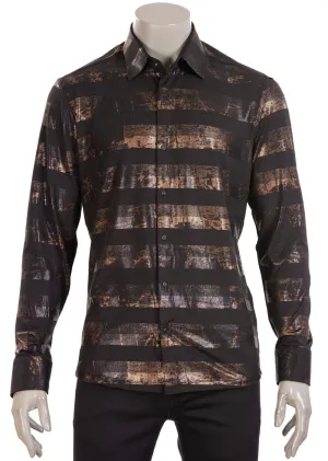 Black Gold Madras Metallic Stretchy Shirt