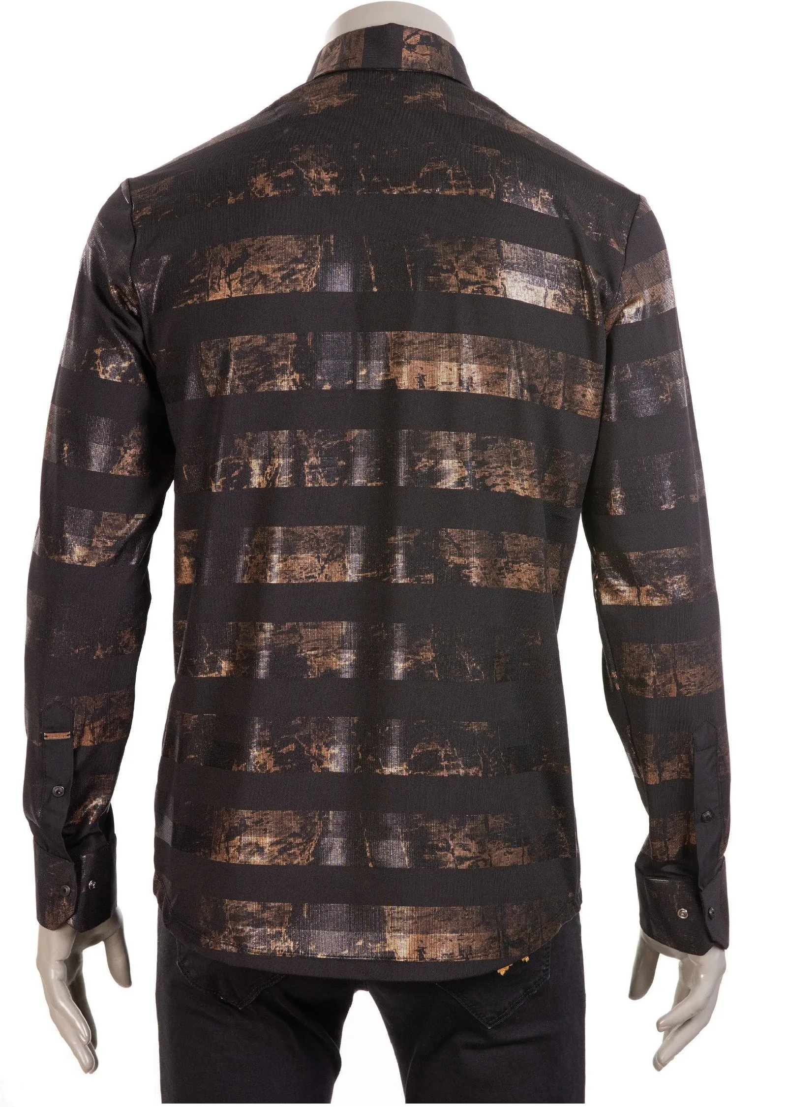 Black Gold Madras Metallic Stretchy Shirt