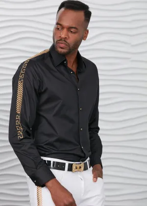 Black Gold Meander Embroidered Shirt