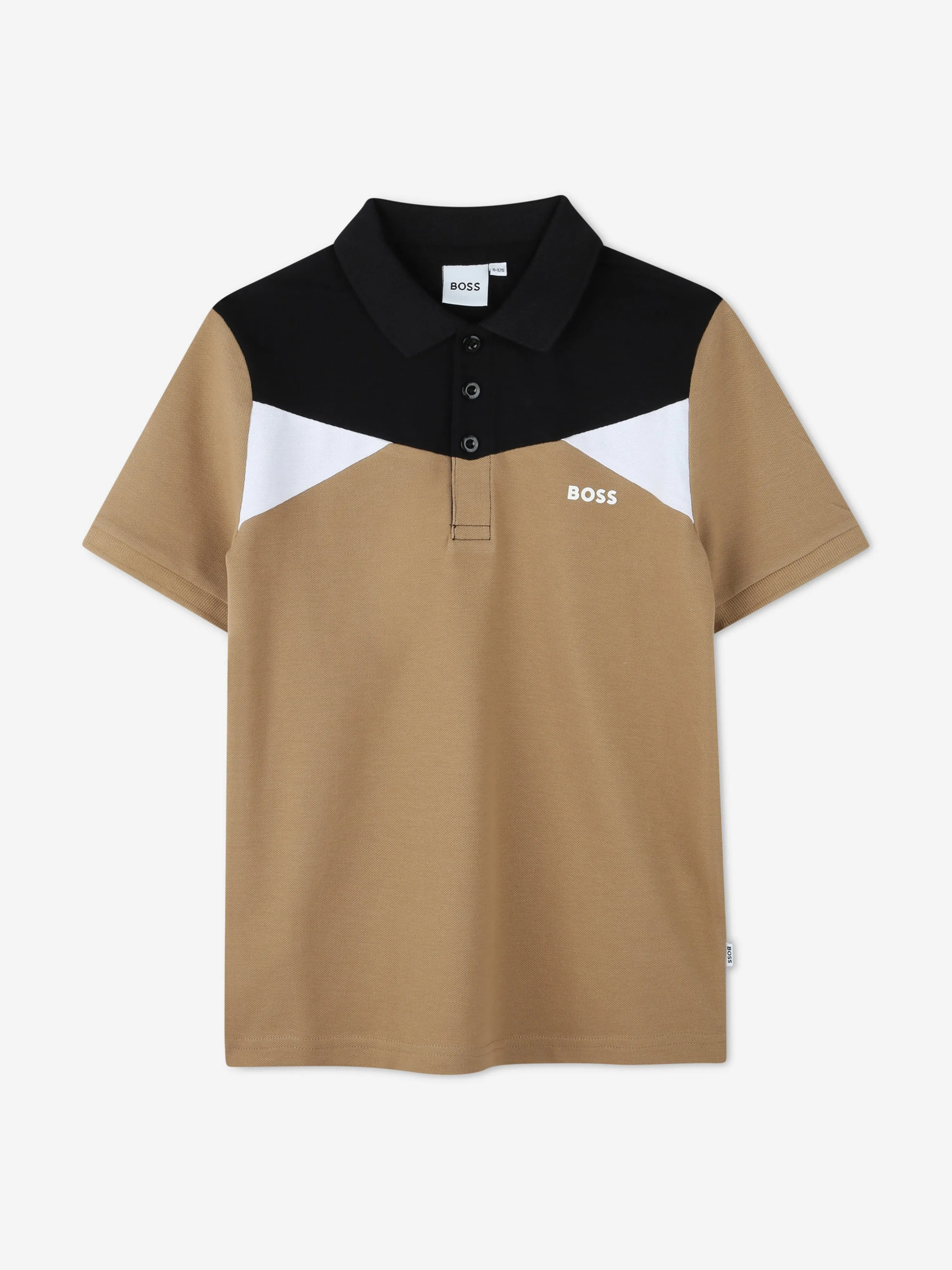 BOSS Boys Colourblock Polo Shirt in Brown