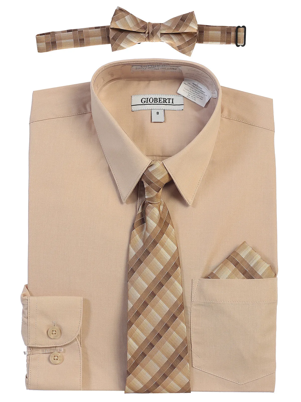 Boy's (8-18) Shirt w/ Plaid Tie Set