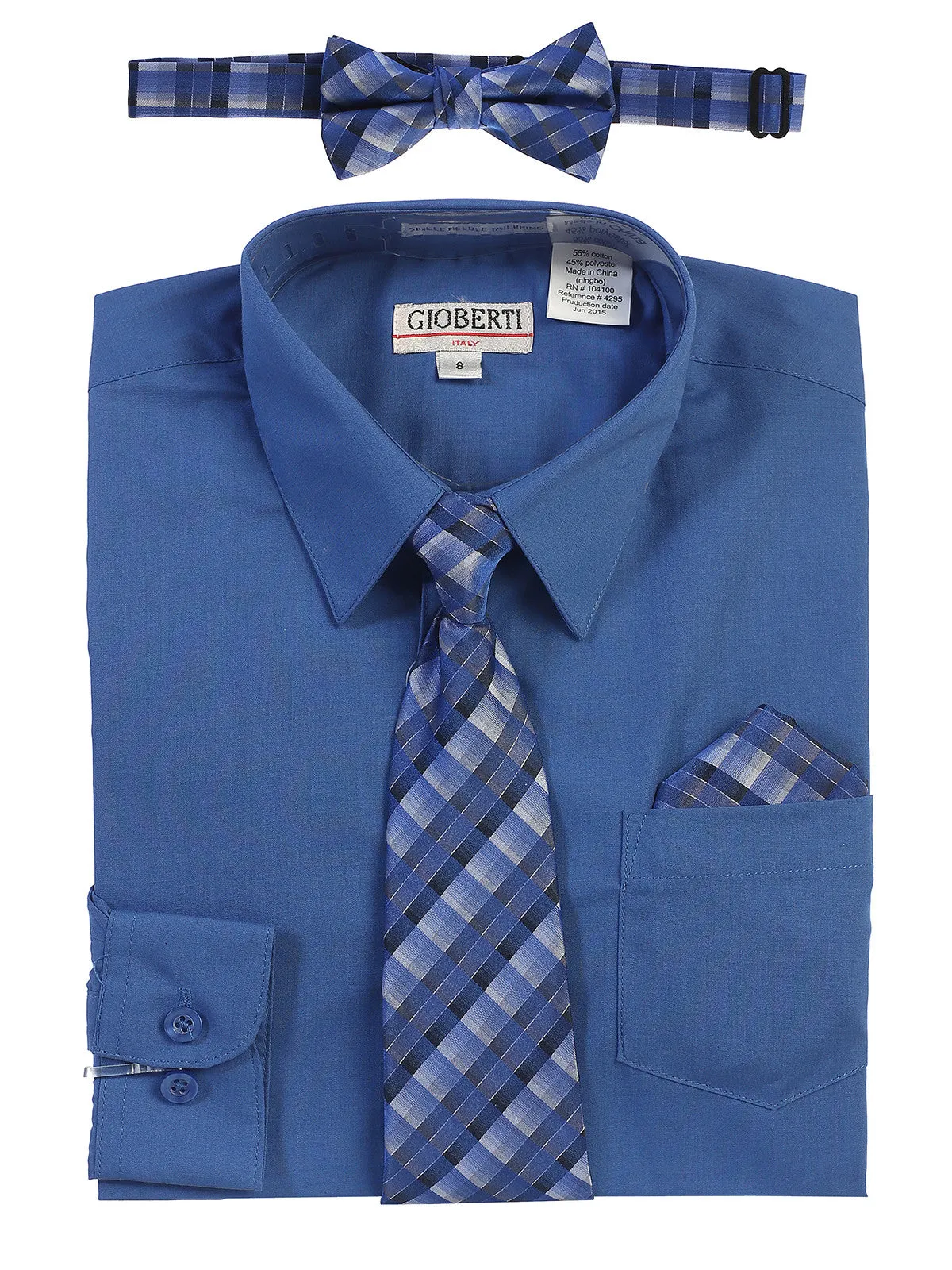 Boy's (8-18) Shirt w/ Plaid Tie Set