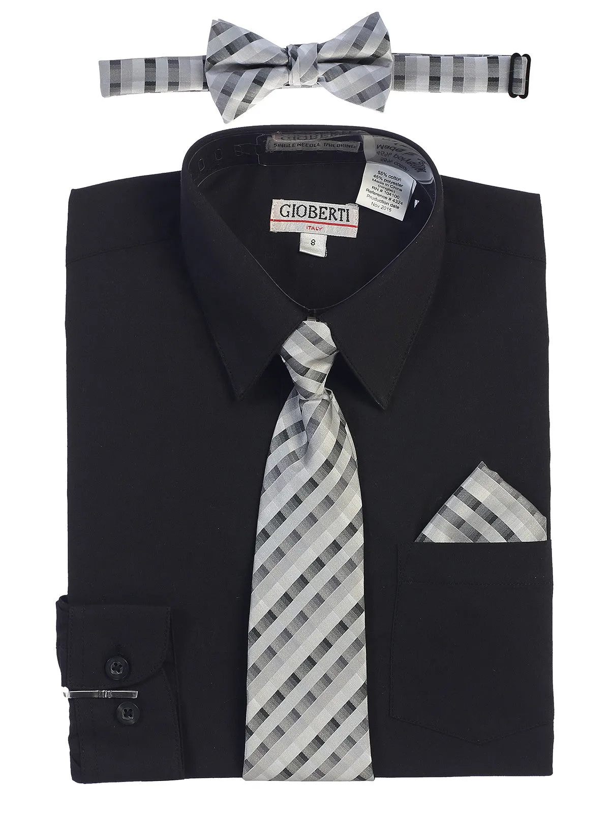 Boy's (8-18) Shirt w/ Plaid Tie Set