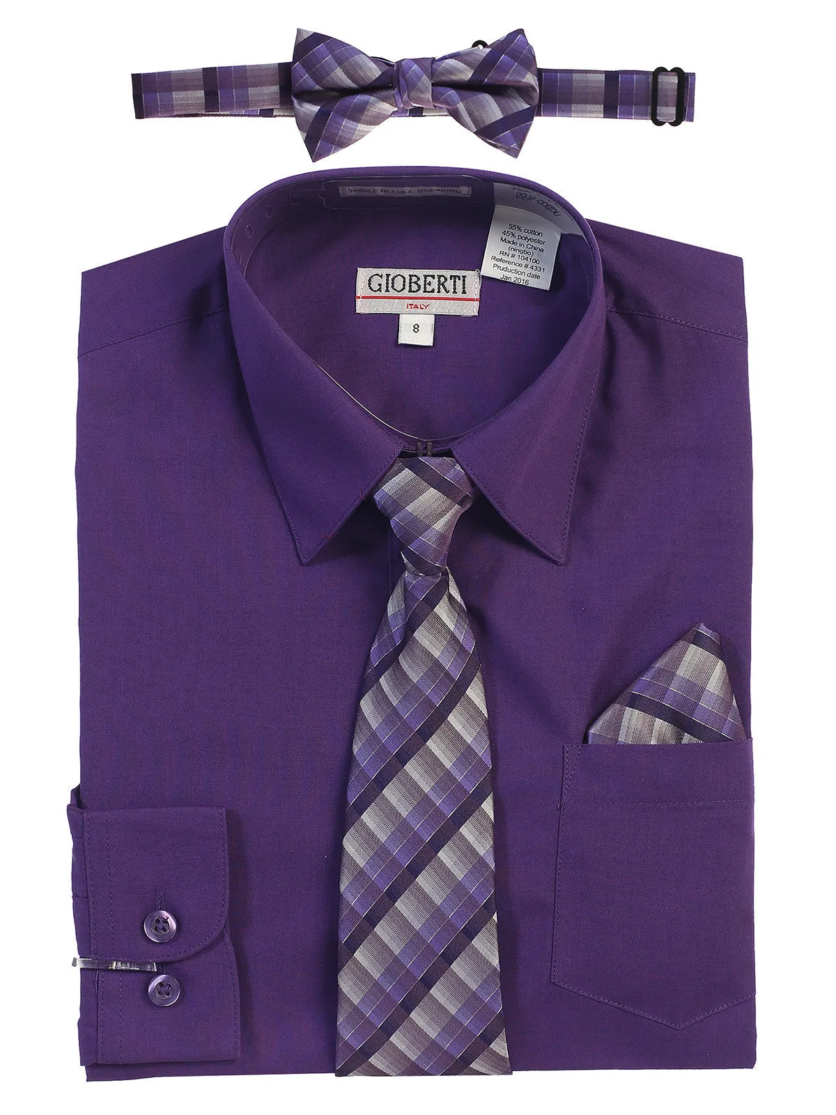 Boy's (8-18) Shirt w/ Plaid Tie Set