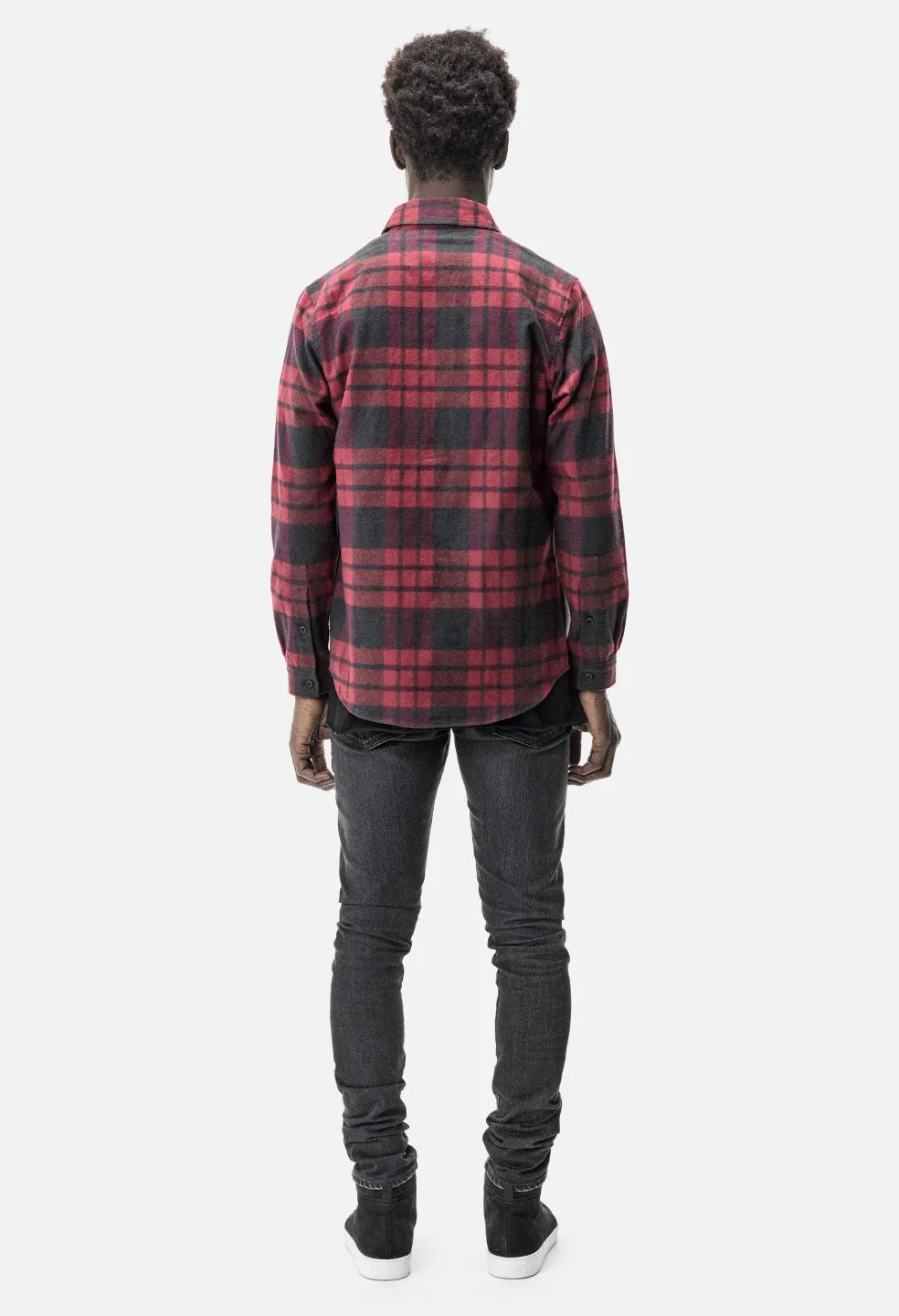 Brushed Flannel Button Up / Red