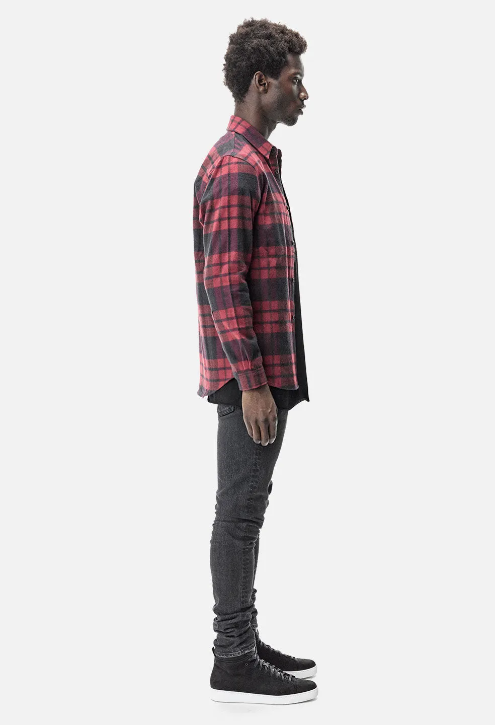 Brushed Flannel Button Up / Red