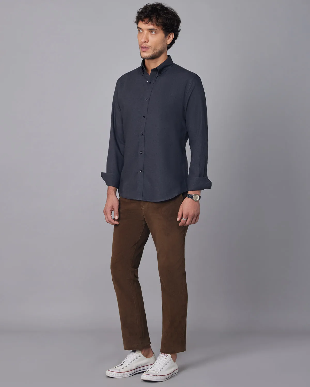 Brushed Twill Shirt - Black