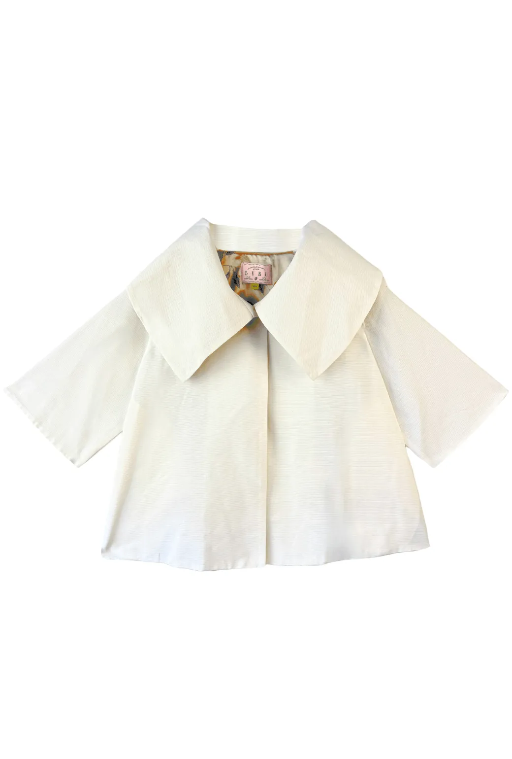 Buru x Megan Stokes Cropped Car Coat - Off-White Cotton Faille