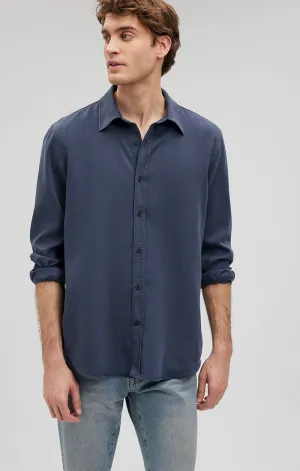 BUTTON-UP LONG SLEEVE SHIRT IN MARITIME BLUE