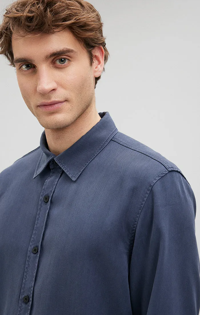 BUTTON-UP LONG SLEEVE SHIRT IN MARITIME BLUE