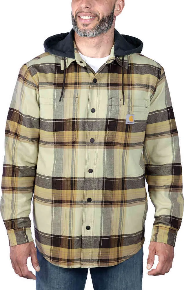 Carhartt Flannel Rugged Flex Hooded Shirt, Dark Brown