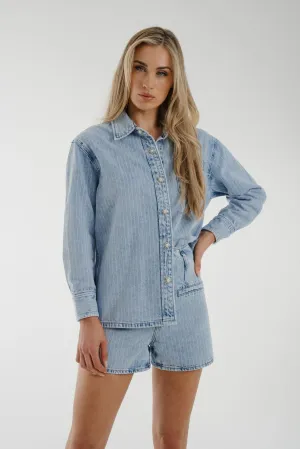 Cindy Pinstripe Shirt In Light Wash