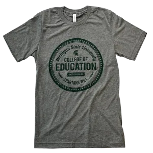 College of Education Unisex Vintage Short Sleeve T-Shirt, Gray