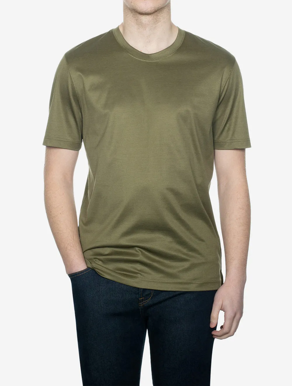 Dark Green Filo Di Scozia Crew Neck T-Shirt