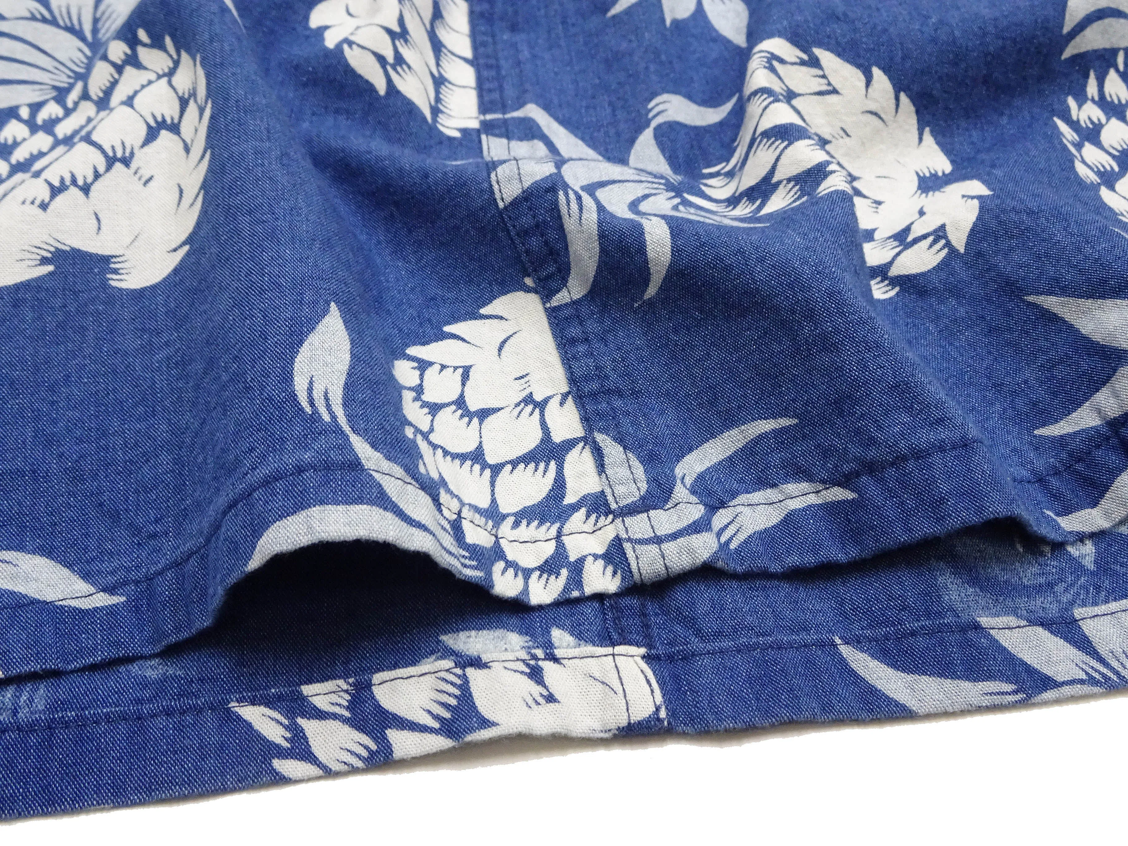 Duke Kahanamoku Hawaiian Shirt Men's Duke's Pineapple Short Sleeve Indigo Cotton Aloha Shirt DK39045 128 Navy-Blue