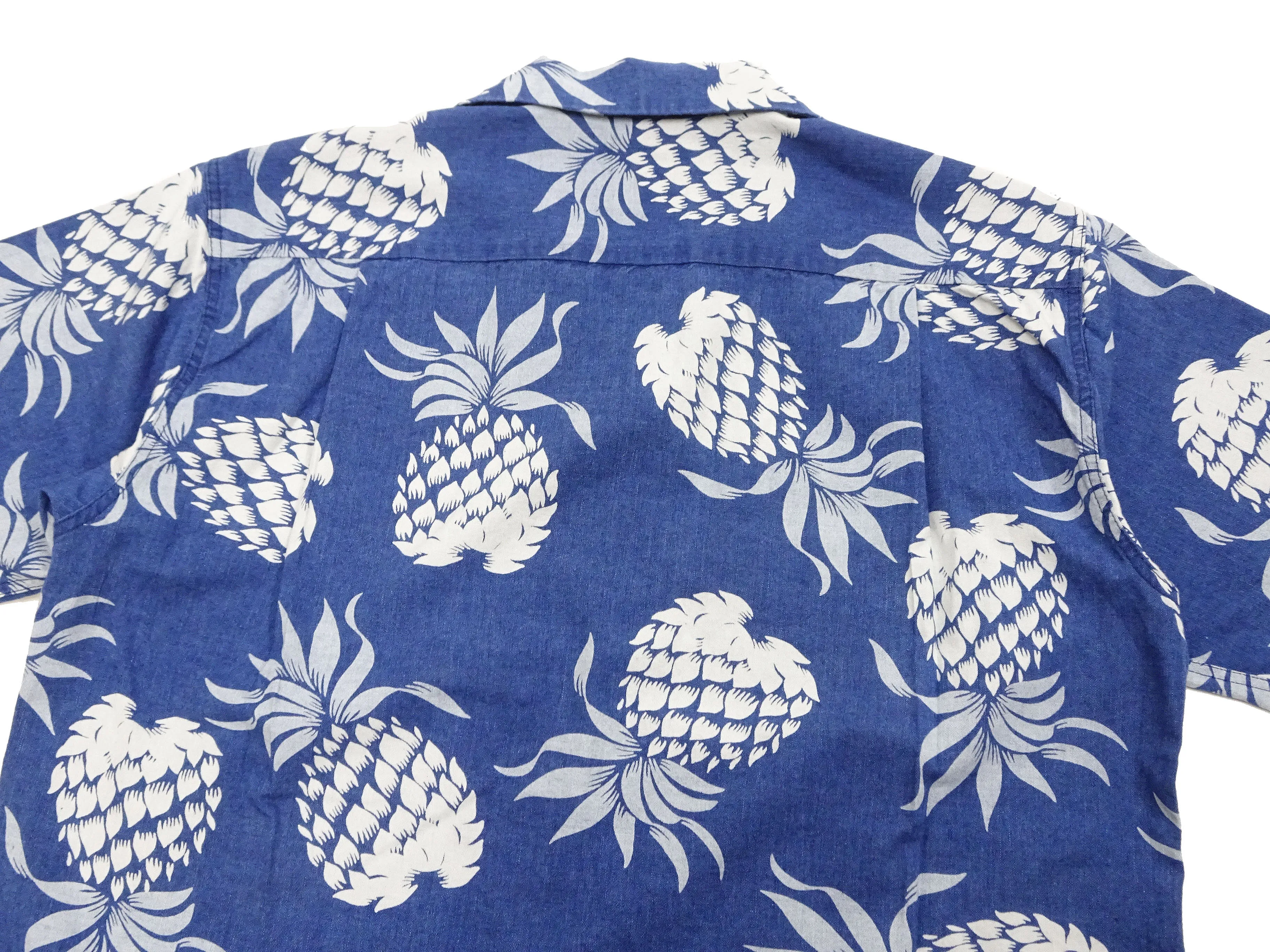 Duke Kahanamoku Hawaiian Shirt Men's Duke's Pineapple Short Sleeve Indigo Cotton Aloha Shirt DK39045 128 Navy-Blue