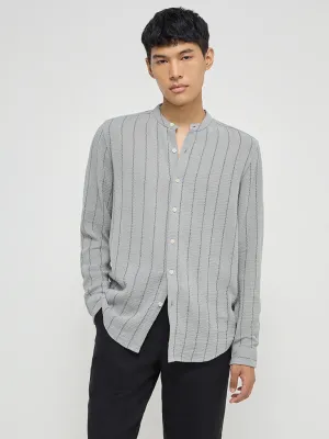 ETA Grey Knitted Resort-Fit Cotton Shirt