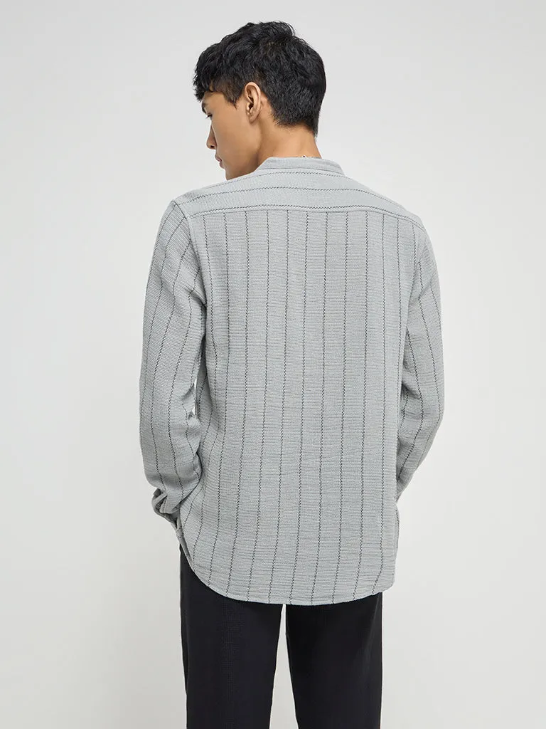 ETA Grey Knitted Resort-Fit Cotton Shirt