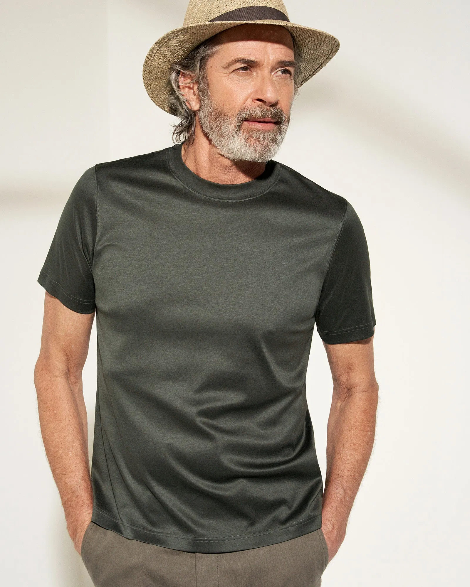 ETON 10000235669 SS FILO DI SCOZIA DARK-GREEN CREW T-SHIRT