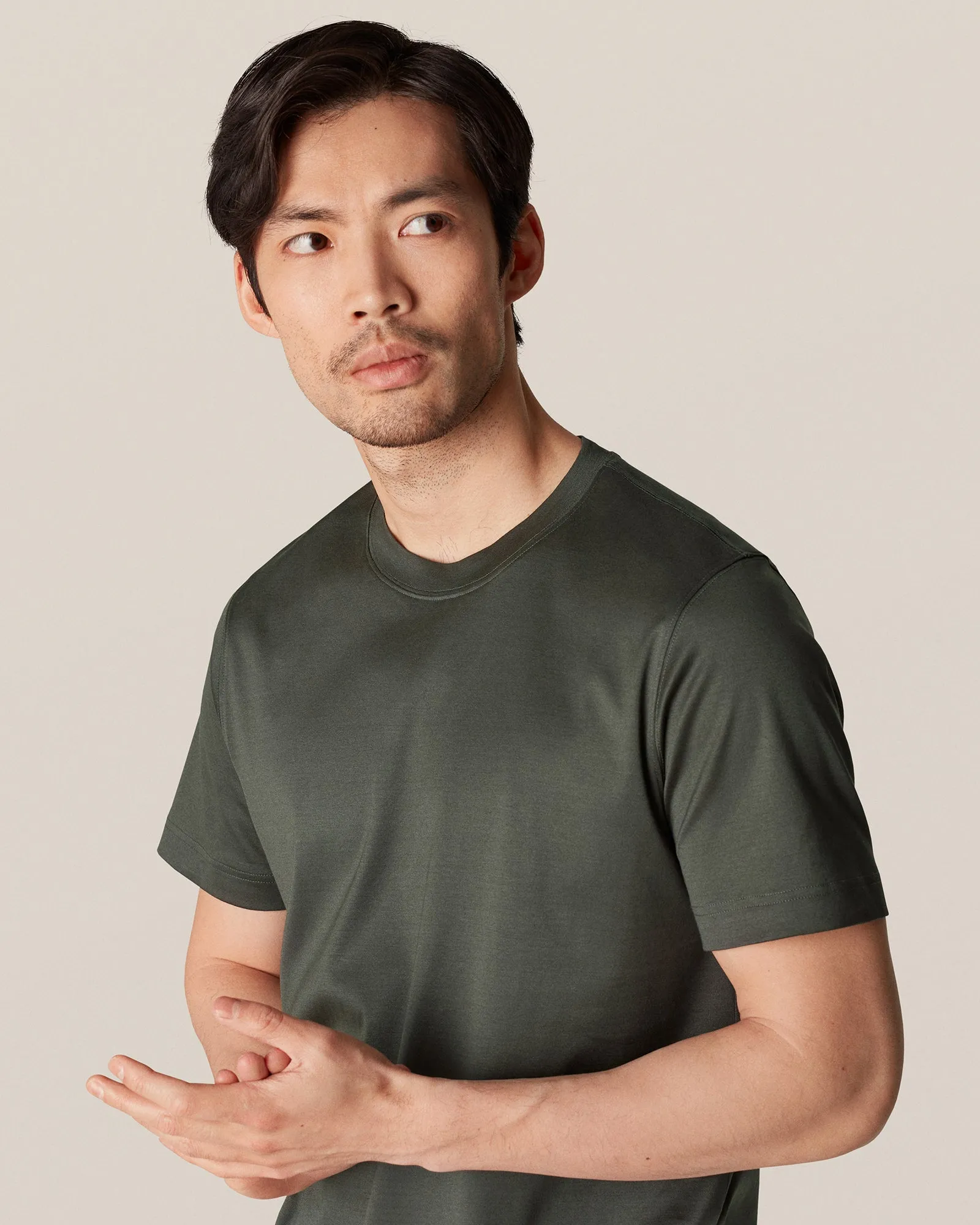 ETON 10000235669 SS FILO DI SCOZIA DARK-GREEN CREW T-SHIRT