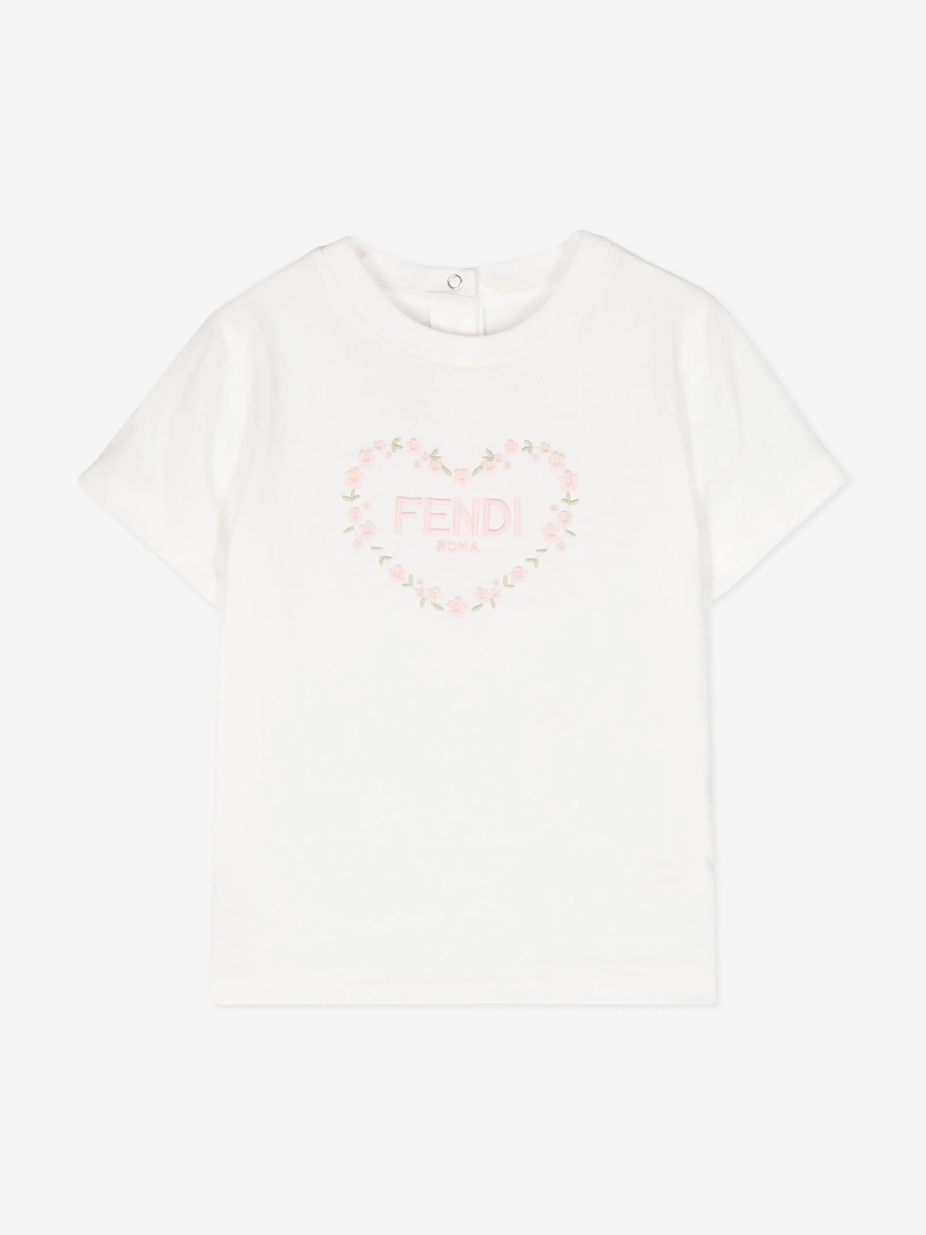 Fendi Baby Girls Heart Logo T-Shirt in White