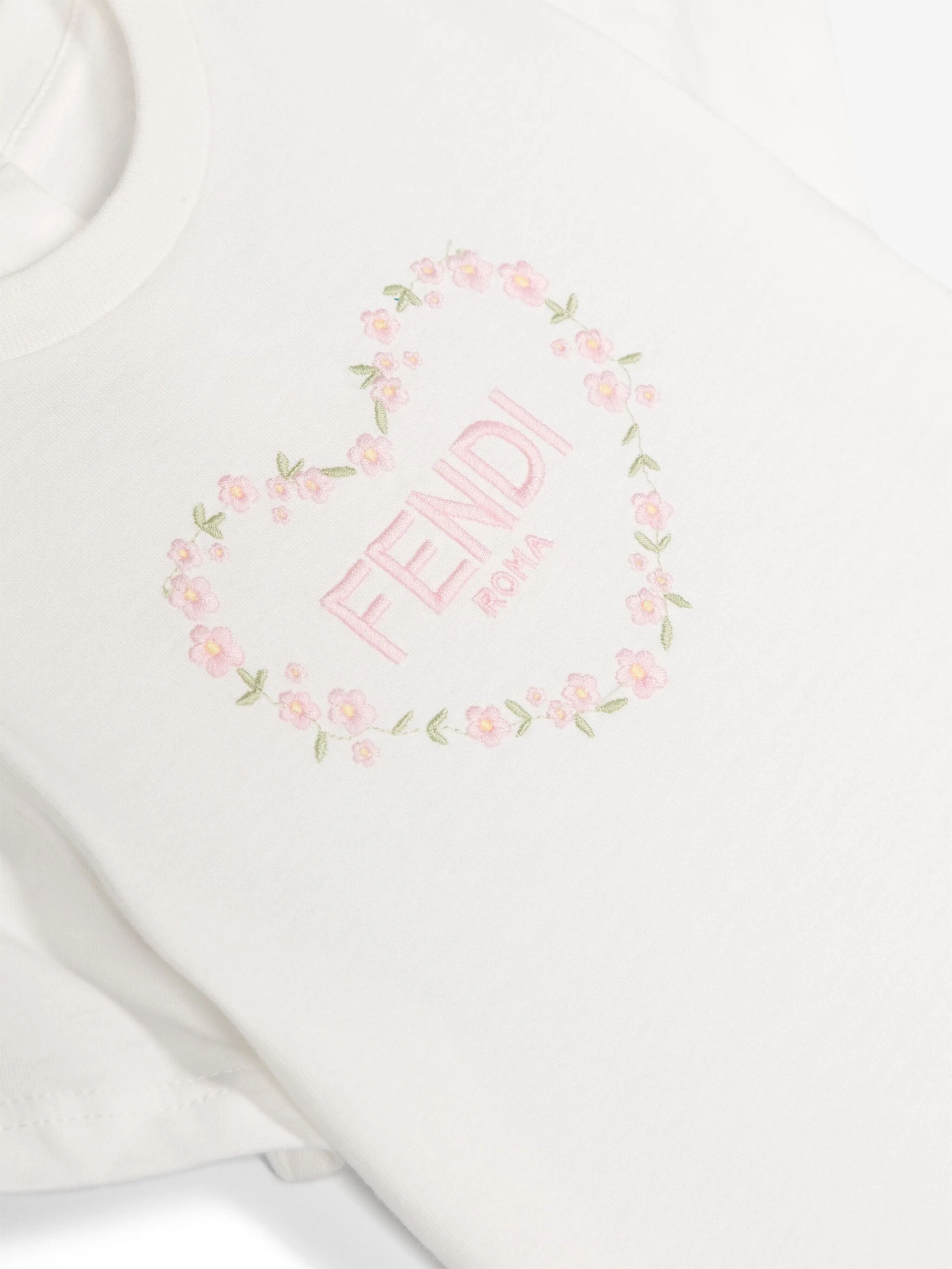 Fendi Baby Girls Heart Logo T-Shirt in White