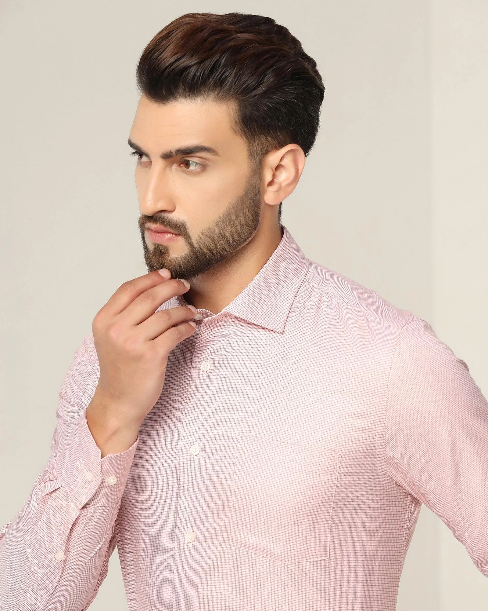 Formal Dusty Pink Check Shirt - Malibu