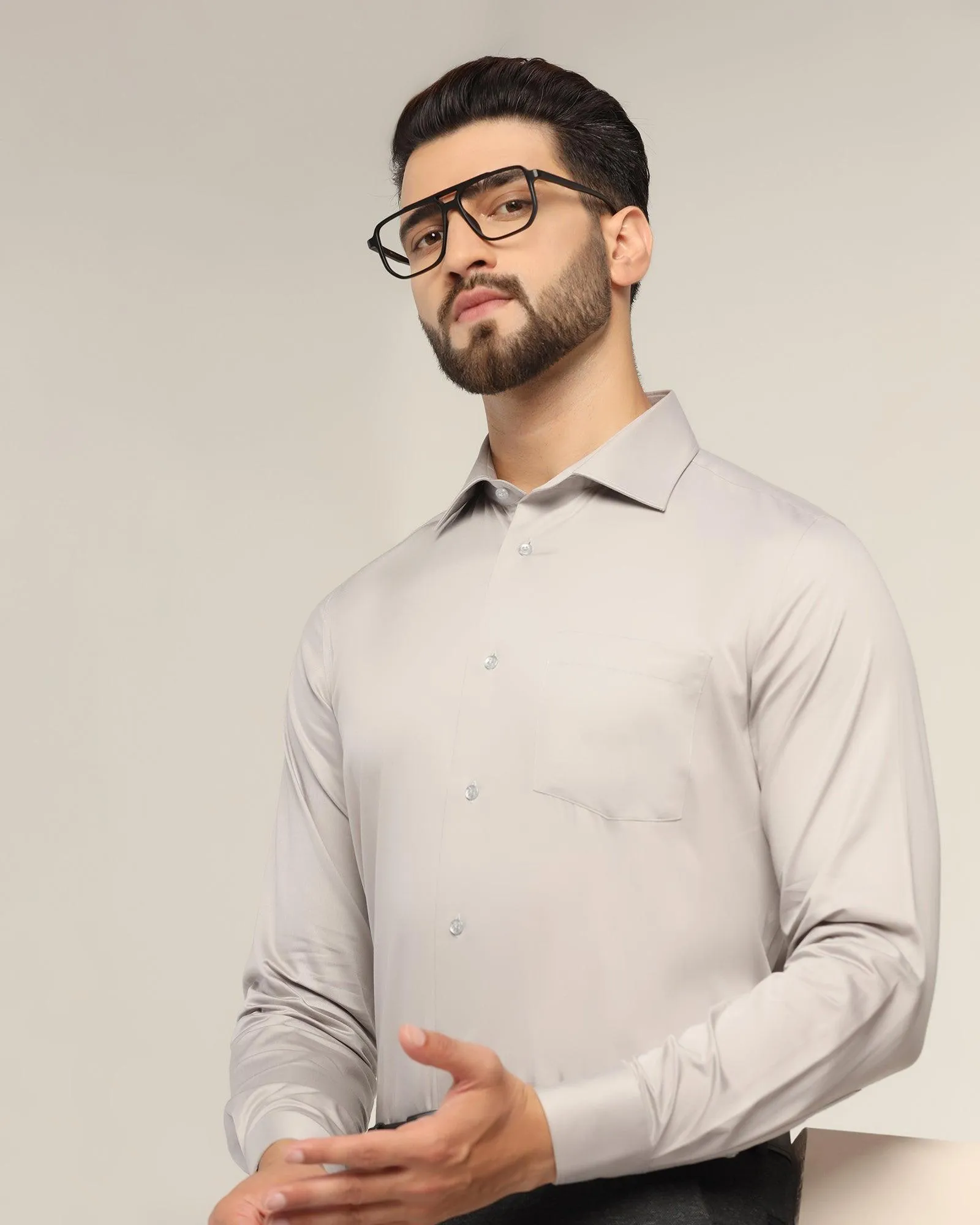 Formal Grey Solid Shirt - Spy