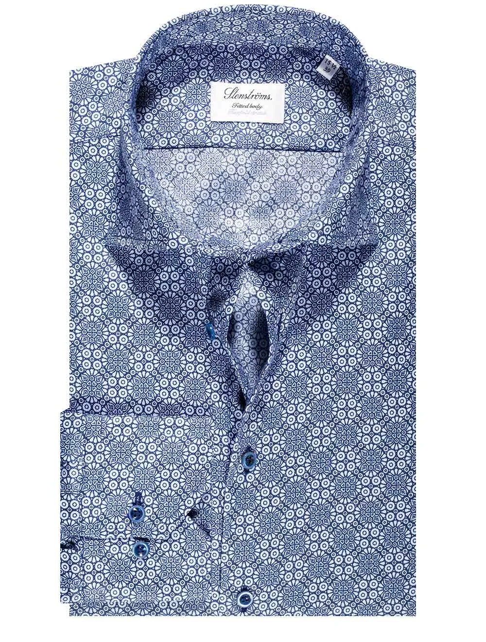 Geometric Pattern Casual Shirt Blue