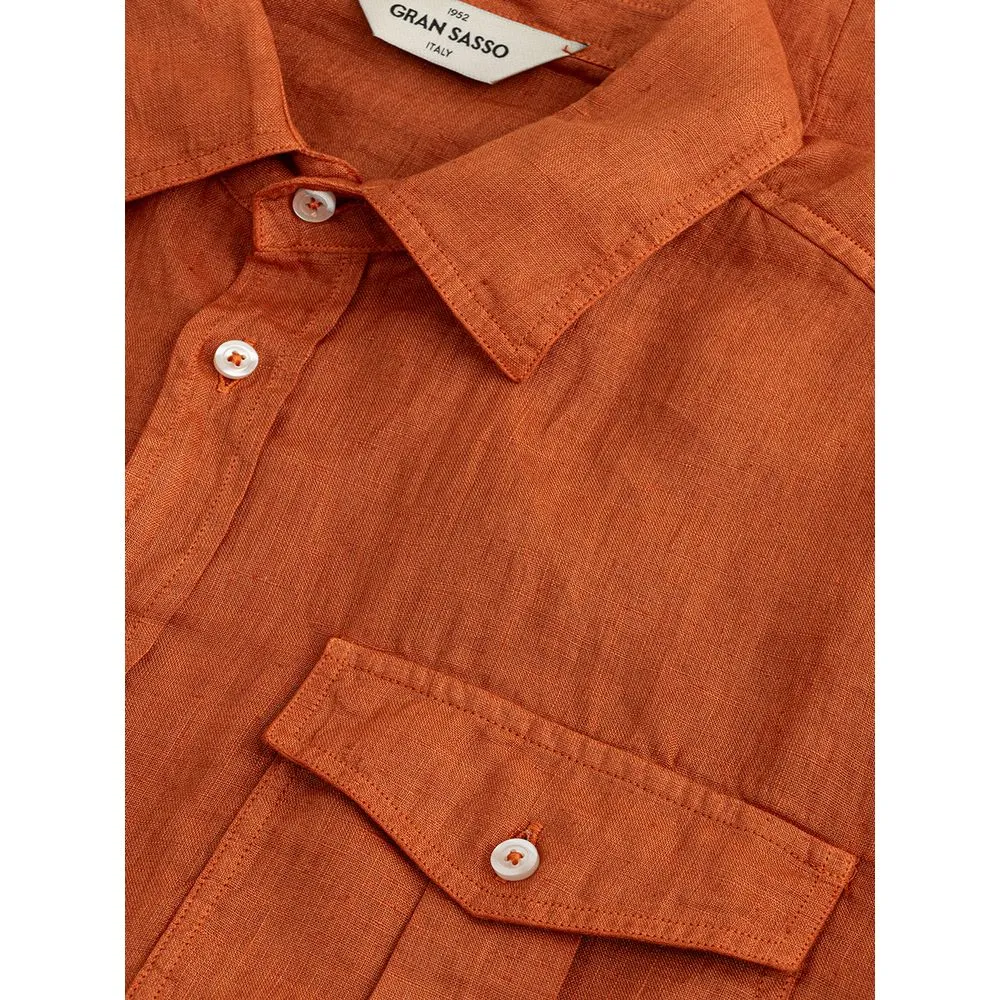 Gran Sasso Elegant Linen Brown Shirt for Men