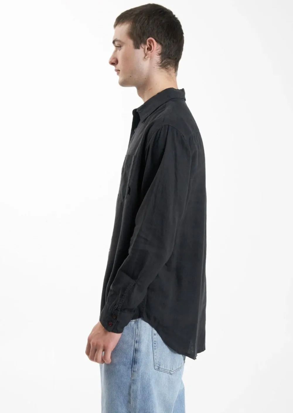 Hemp Oversize Long Sleeve Shirt Black