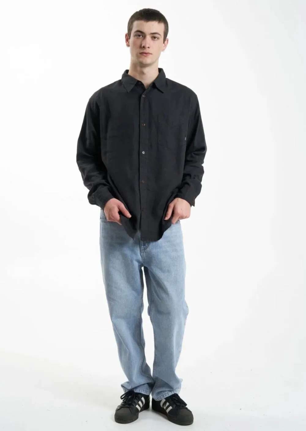 Hemp Oversize Long Sleeve Shirt Black