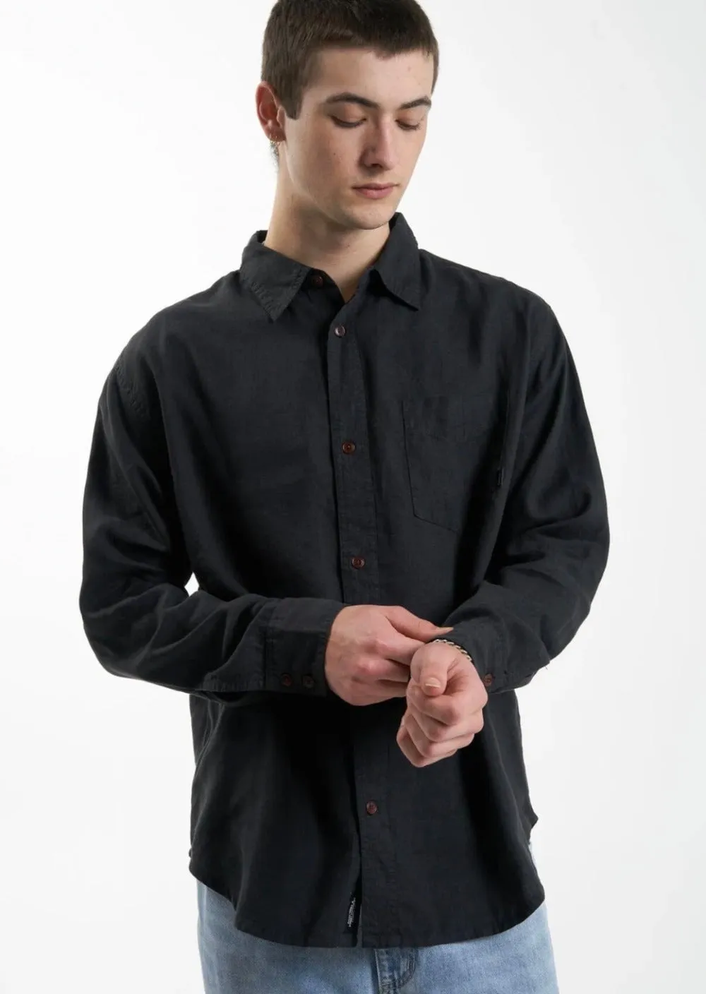 Hemp Oversize Long Sleeve Shirt Black