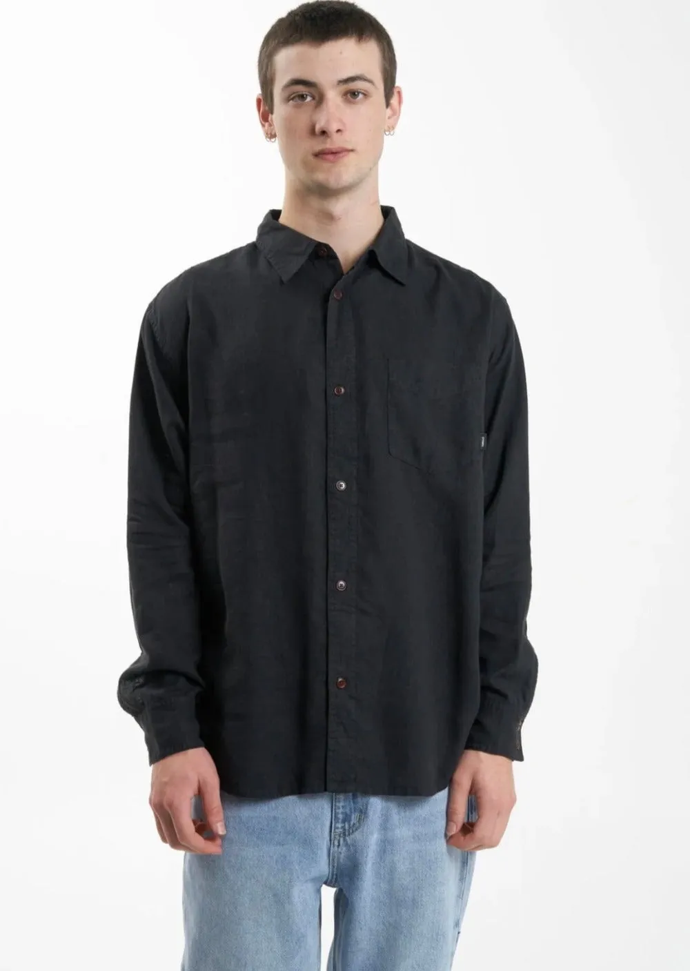 Hemp Oversize Long Sleeve Shirt Black