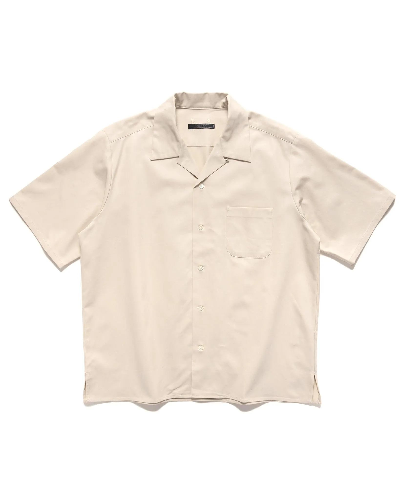 High Twisted Light Twill S/S Open Collar Shirt Off White