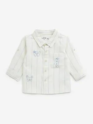 HOP Baby White Striped Cotton Shirt