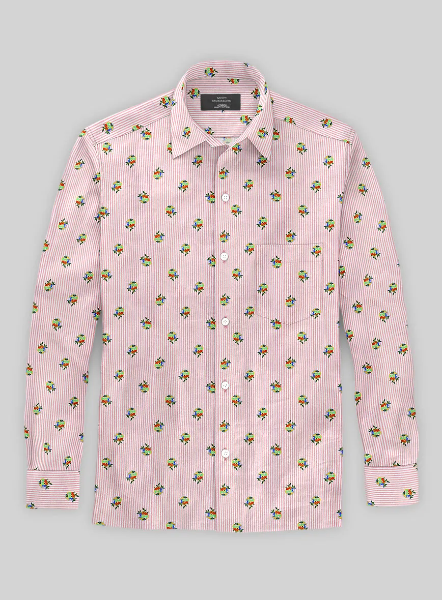 Italian Bengal Stripe Pink Summer Linen Shirt